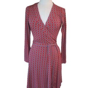 EUC Banana Republic Factory wrap dress with red dots, Medium Tall Waist Defining